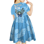 Custom NSW Blues Rugby Kid Short Sleeve Dress Cockroaches Polynesian Pattern Tropical Vibes
