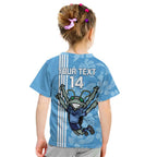 Custom NSW Blues Rugby Kid T Shirt Cockroaches Polynesian Pattern Tropical Vibes