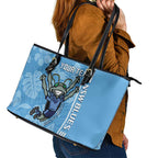 Custom NSW Blues Rugby Leather Tote Bag Cockroaches Polynesian Pattern Tropical Vibes