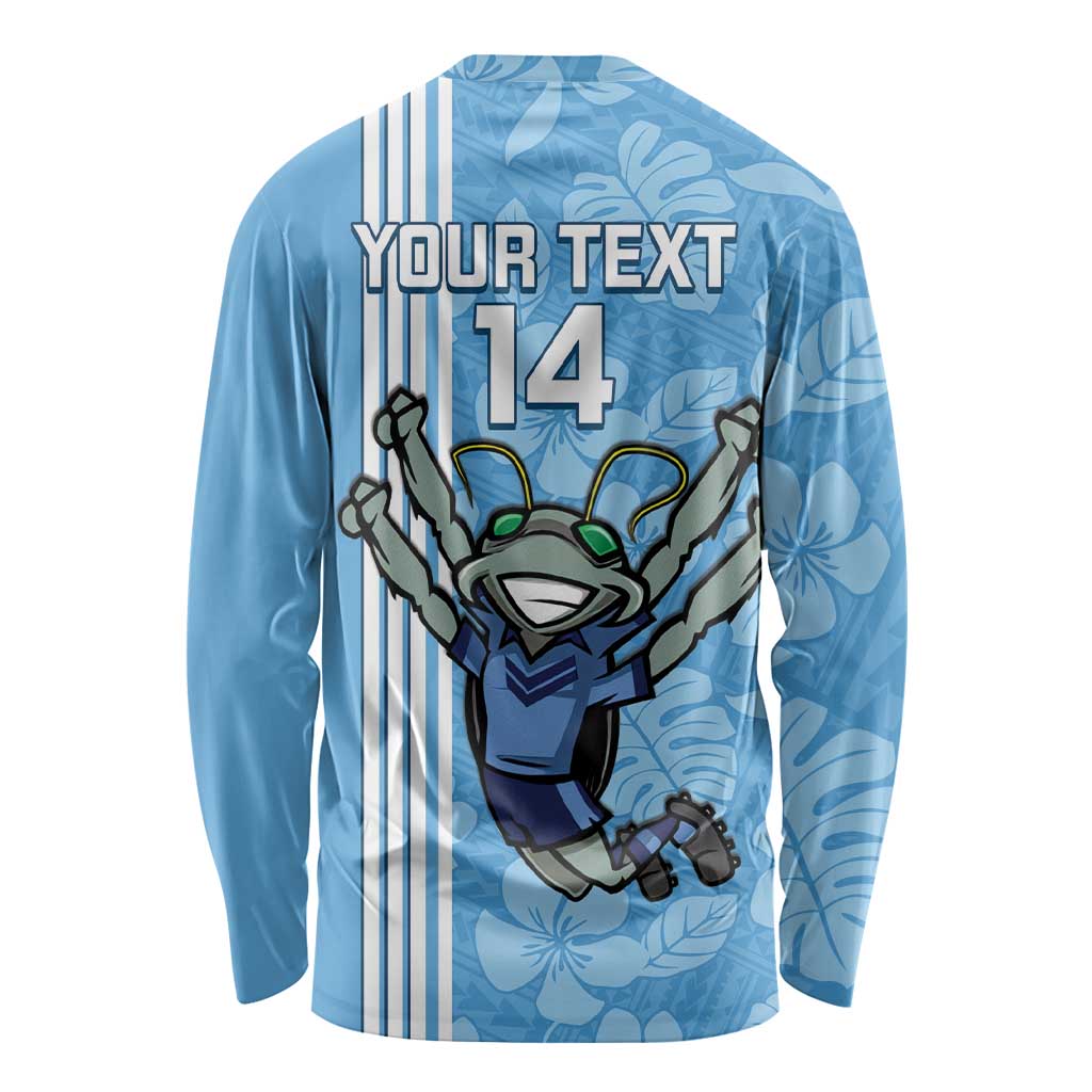 Custom NSW Blues Rugby Long Sleeve Shirt Cockroaches Polynesian Pattern Tropical Vibes