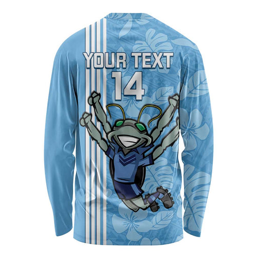 Custom NSW Blues Rugby Long Sleeve Shirt Cockroaches Polynesian Pattern Tropical Vibes