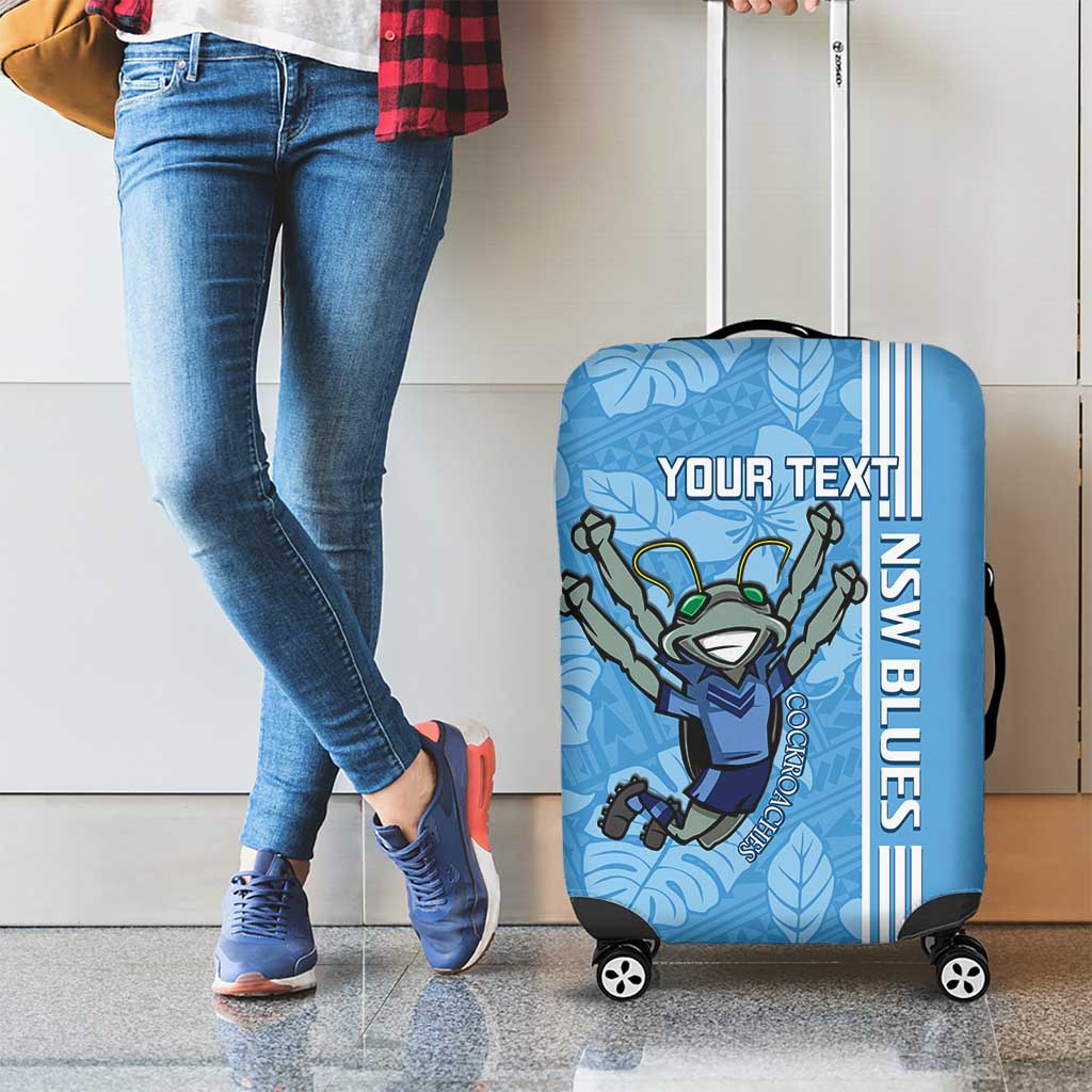 Custom NSW Blues Rugby Luggage Cover Cockroaches Polynesian Pattern Tropical Vibes