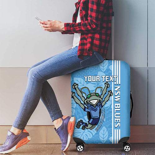 Custom NSW Blues Rugby Luggage Cover Cockroaches Polynesian Pattern Tropical Vibes