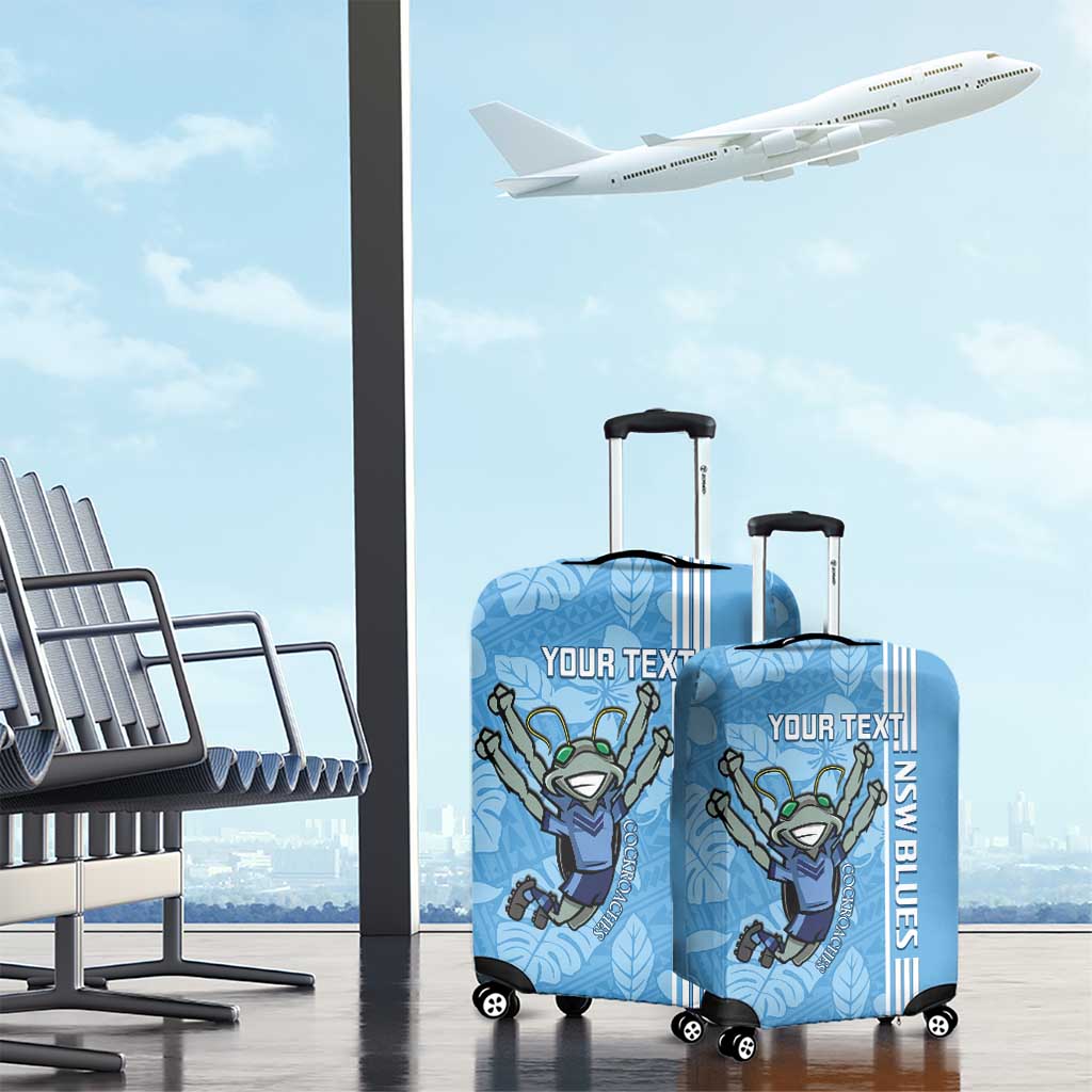 Custom NSW Blues Rugby Luggage Cover Cockroaches Polynesian Pattern Tropical Vibes