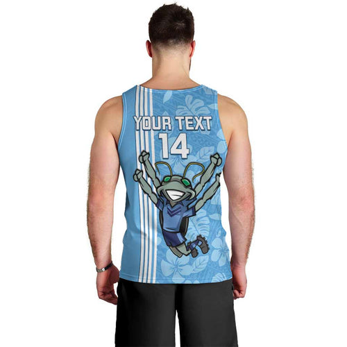 Custom NSW Blues Rugby Men Tank Top Cockroaches Polynesian Pattern Tropical Vibes