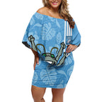 Custom NSW Blues Rugby Off Shoulder Short Dress Cockroaches Polynesian Pattern Tropical Vibes