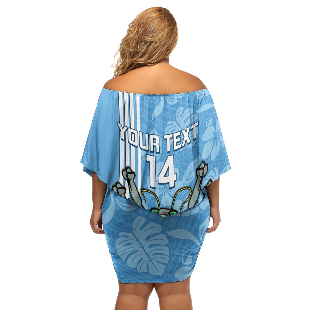 Custom NSW Blues Rugby Off Shoulder Short Dress Cockroaches Polynesian Pattern Tropical Vibes