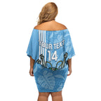 Custom NSW Blues Rugby Off Shoulder Short Dress Cockroaches Polynesian Pattern Tropical Vibes