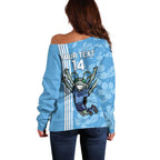 Custom NSW Blues Rugby Off Shoulder Sweater Cockroaches Polynesian Pattern Tropical Vibes