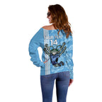 Custom NSW Blues Rugby Off Shoulder Sweater Cockroaches Polynesian Pattern Tropical Vibes