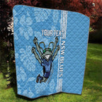 Custom NSW Blues Rugby Quilt Cockroaches Polynesian Pattern Tropical Vibes