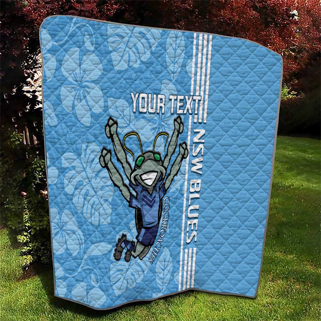Custom NSW Blues Rugby Quilt Cockroaches Polynesian Pattern Tropical Vibes
