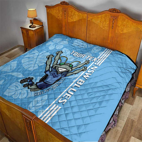 Custom NSW Blues Rugby Quilt Cockroaches Polynesian Pattern Tropical Vibes