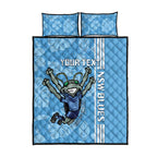 Custom NSW Blues Rugby Quilt Bed Set Cockroaches Polynesian Pattern Tropical Vibes