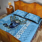 Custom NSW Blues Rugby Quilt Bed Set Cockroaches Polynesian Pattern Tropical Vibes