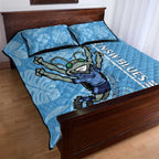 Custom NSW Blues Rugby Quilt Bed Set Cockroaches Polynesian Pattern Tropical Vibes