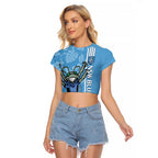 Custom NSW Blues Rugby Raglan Cropped T Shirt Cockroaches Polynesian Pattern Tropical Vibes