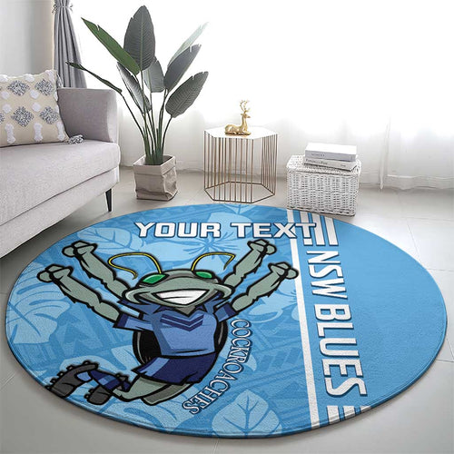 Custom NSW Blues Rugby Round Carpet Cockroaches Polynesian Pattern Tropical Vibes