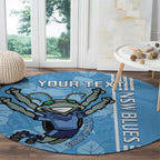 Custom NSW Blues Rugby Round Carpet Cockroaches Polynesian Pattern Tropical Vibes