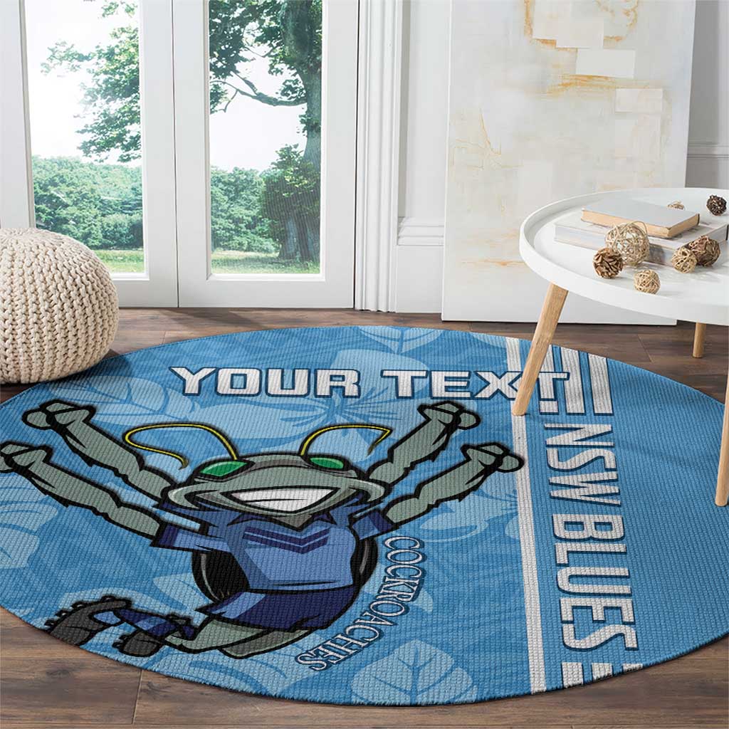 Custom NSW Blues Rugby Round Carpet Cockroaches Polynesian Pattern Tropical Vibes