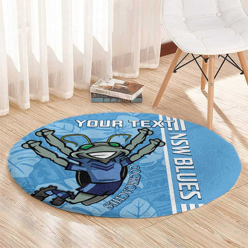 Custom NSW Blues Rugby Round Carpet Cockroaches Polynesian Pattern Tropical Vibes
