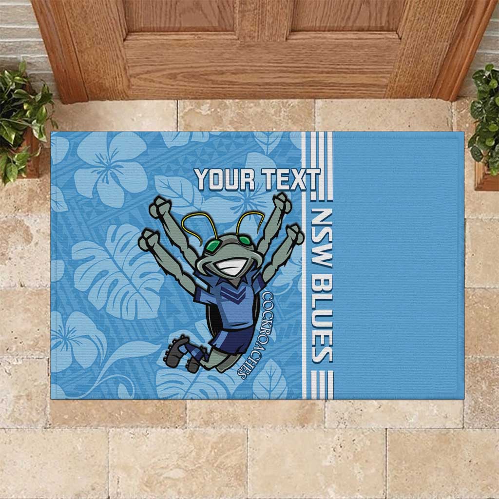 Custom NSW Blues Rugby Rubber Doormat Cockroaches Polynesian Pattern Tropical Vibes