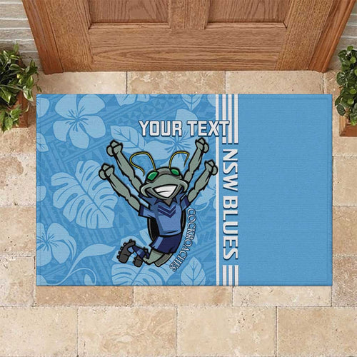 Custom NSW Blues Rugby Rubber Doormat Cockroaches Polynesian Pattern Tropical Vibes