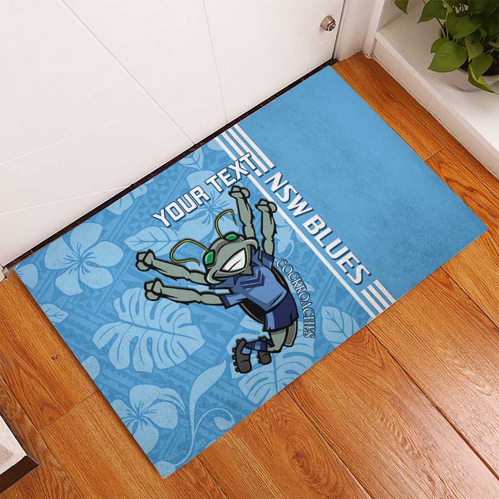 Custom NSW Blues Rugby Rubber Doormat Cockroaches Polynesian Pattern Tropical Vibes
