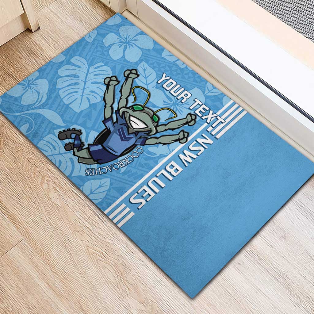 Custom NSW Blues Rugby Rubber Doormat Cockroaches Polynesian Pattern Tropical Vibes