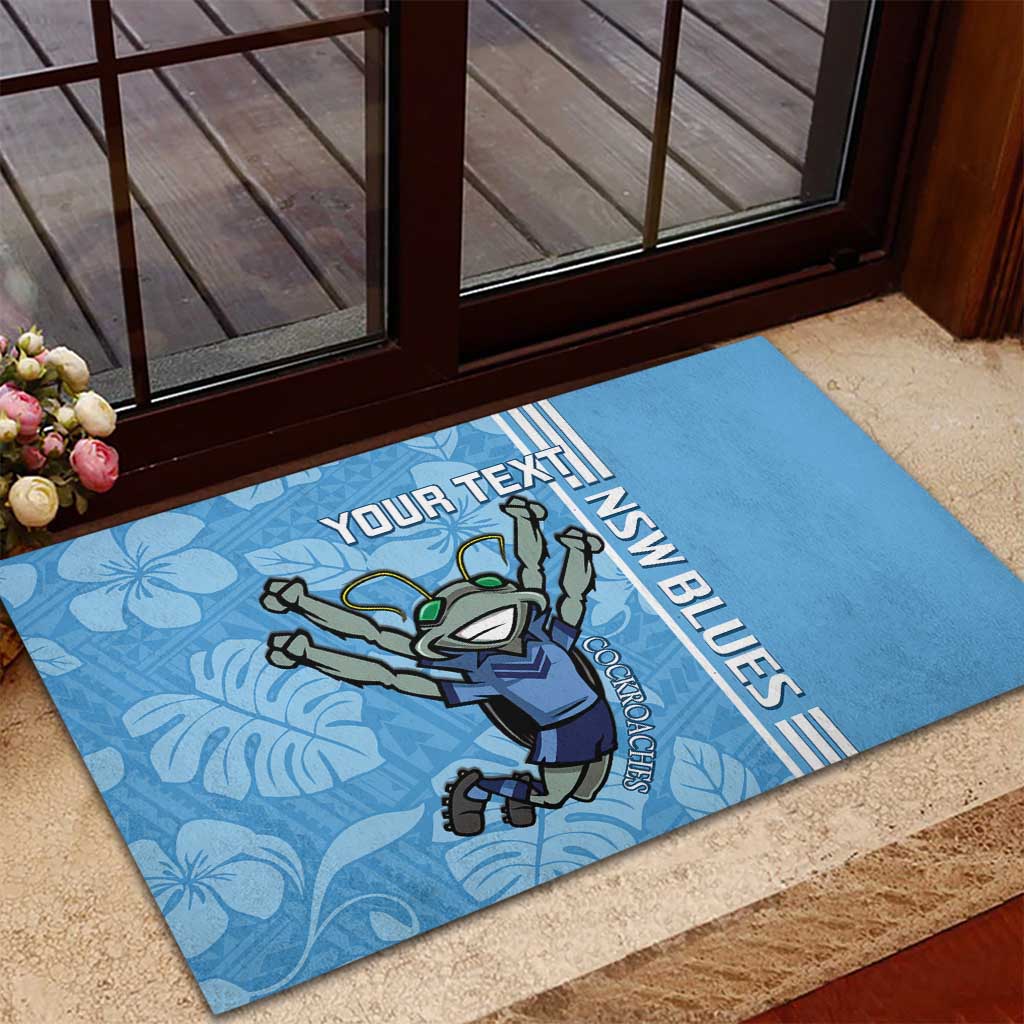 Custom NSW Blues Rugby Rubber Doormat Cockroaches Polynesian Pattern Tropical Vibes