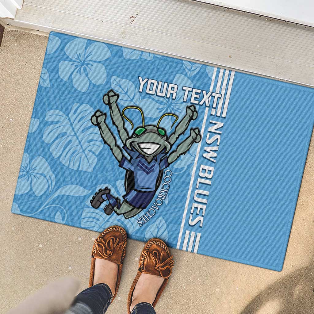 Custom NSW Blues Rugby Rubber Doormat Cockroaches Polynesian Pattern Tropical Vibes
