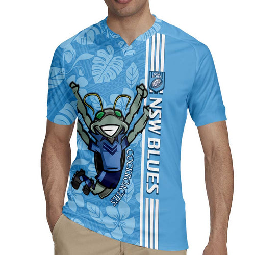 Custom NSW Blues Rugby Rugby Jersey Cockroaches Polynesian Pattern Tropical Vibes