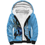 Custom NSW Blues Rugby Sherpa Hoodie Cockroaches Polynesian Pattern Tropical Vibes