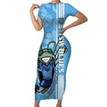 Custom NSW Blues Rugby Short Sleeve Bodycon Dress Cockroaches Polynesian Pattern Tropical Vibes