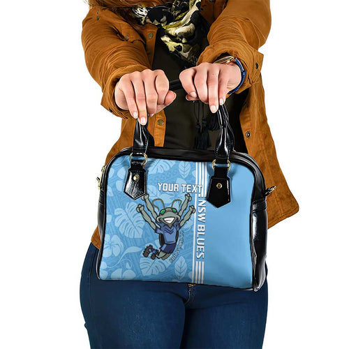 Custom NSW Blues Rugby Shoulder Handbag Cockroaches Polynesian Pattern Tropical Vibes