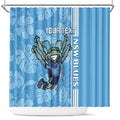 Custom NSW Blues Rugby Shower Curtain Cockroaches Polynesian Pattern Tropical Vibes