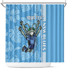 Custom NSW Blues Rugby Shower Curtain Cockroaches Polynesian Pattern Tropical Vibes