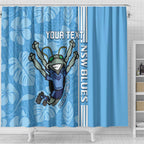 Custom NSW Blues Rugby Shower Curtain Cockroaches Polynesian Pattern Tropical Vibes