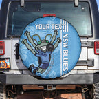 Custom NSW Blues Rugby Spare Tire Cover Cockroaches Polynesian Pattern Tropical Vibes