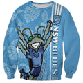 Custom NSW Blues Rugby Sweatshirt Cockroaches Polynesian Pattern Tropical Vibes