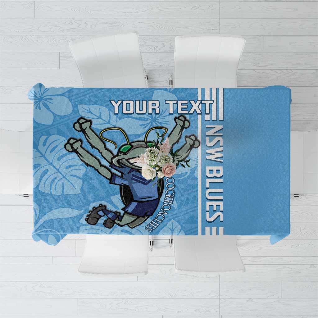 Custom NSW Blues Rugby Tablecloth Cockroaches Polynesian Pattern Tropical Vibes