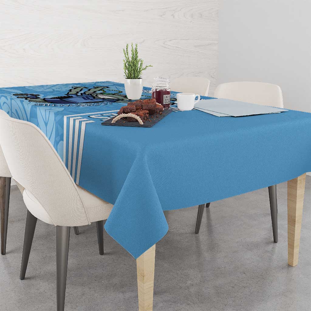 Custom NSW Blues Rugby Tablecloth Cockroaches Polynesian Pattern Tropical Vibes