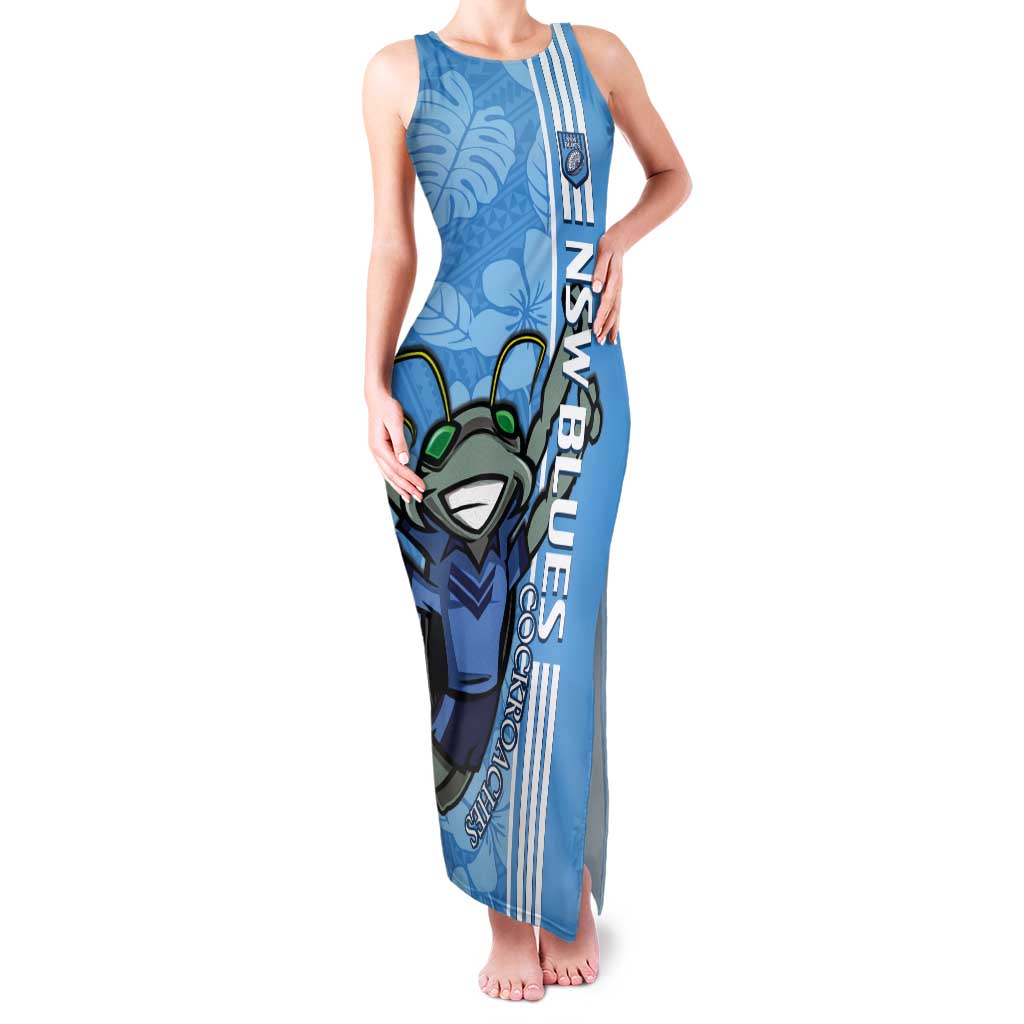 Custom NSW Blues Rugby Tank Maxi Dress Cockroaches Polynesian Pattern Tropical Vibes