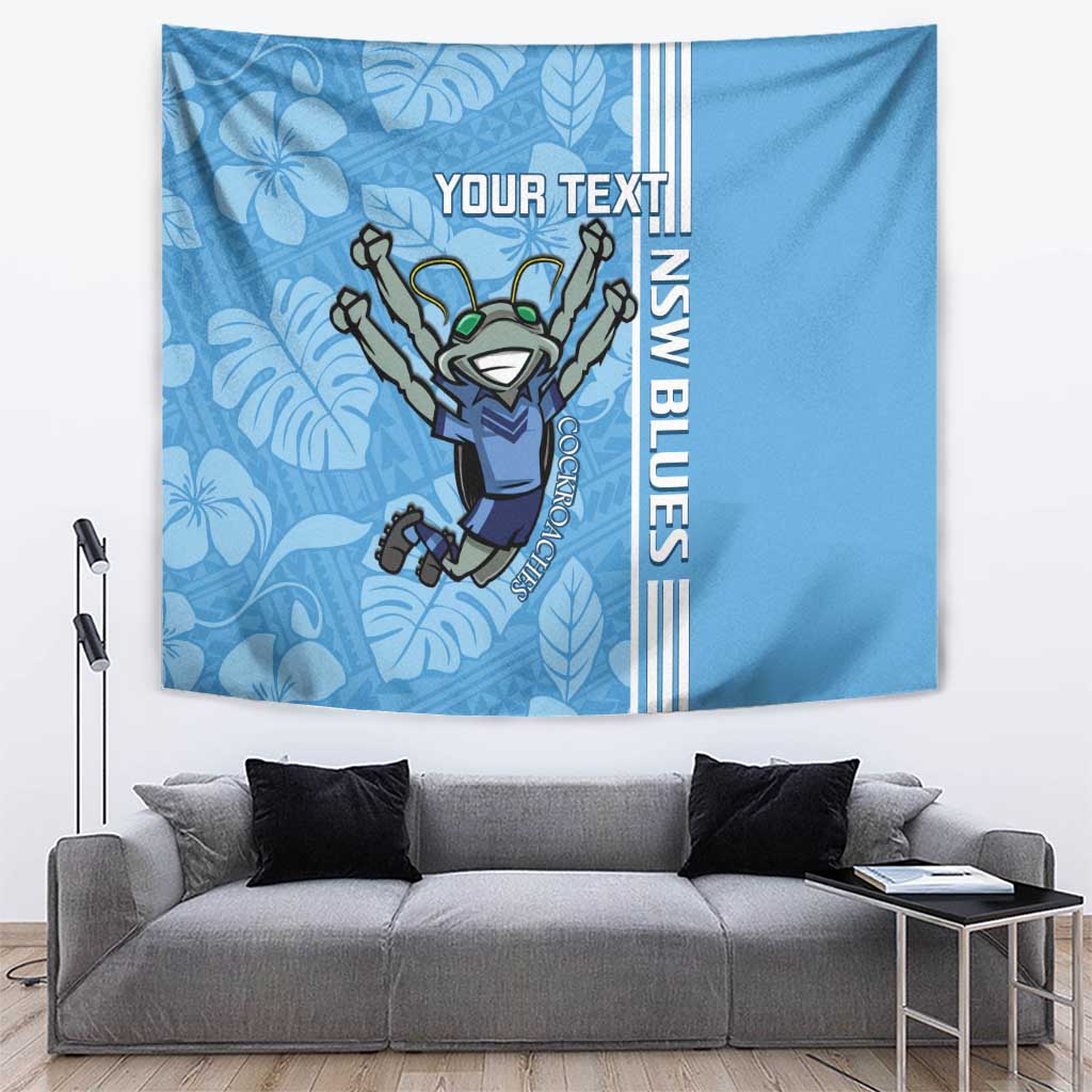 Custom NSW Blues Rugby Tapestry Cockroaches Polynesian Pattern Tropical Vibes
