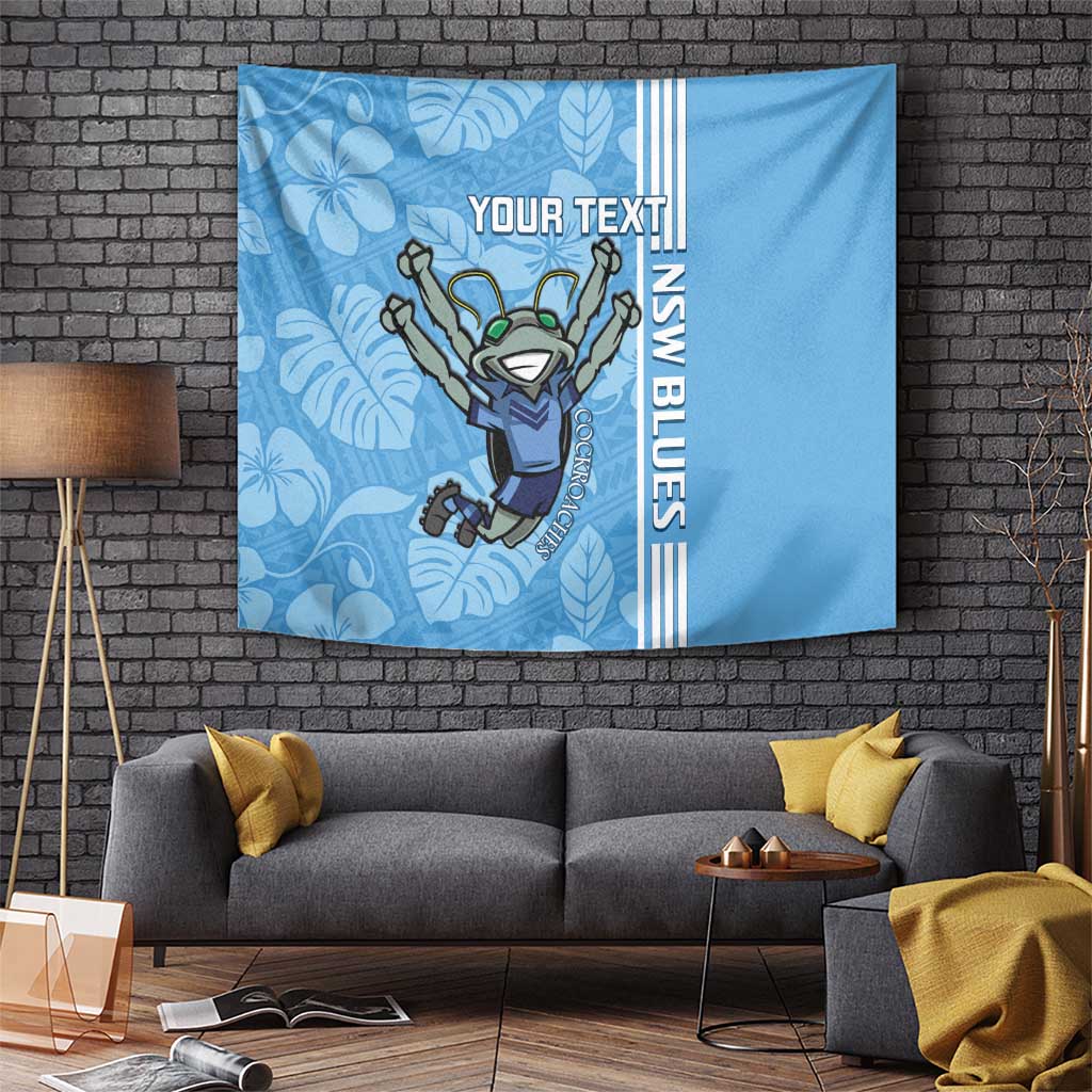 Custom NSW Blues Rugby Tapestry Cockroaches Polynesian Pattern Tropical Vibes