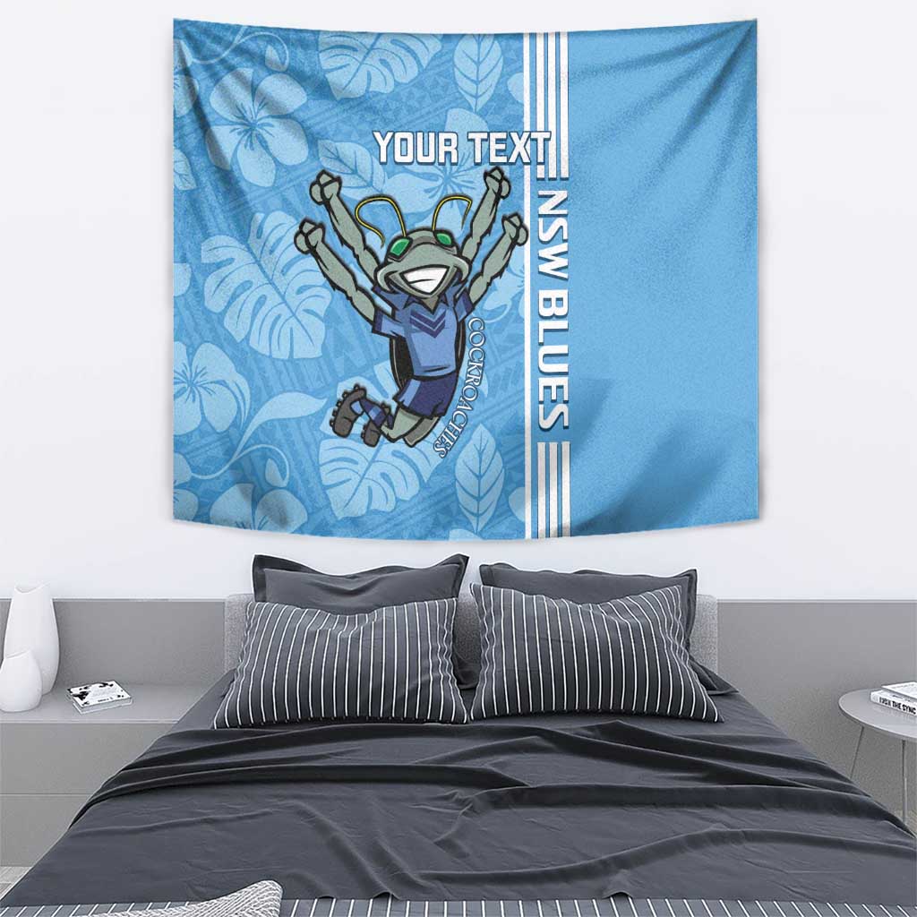Custom NSW Blues Rugby Tapestry Cockroaches Polynesian Pattern Tropical Vibes
