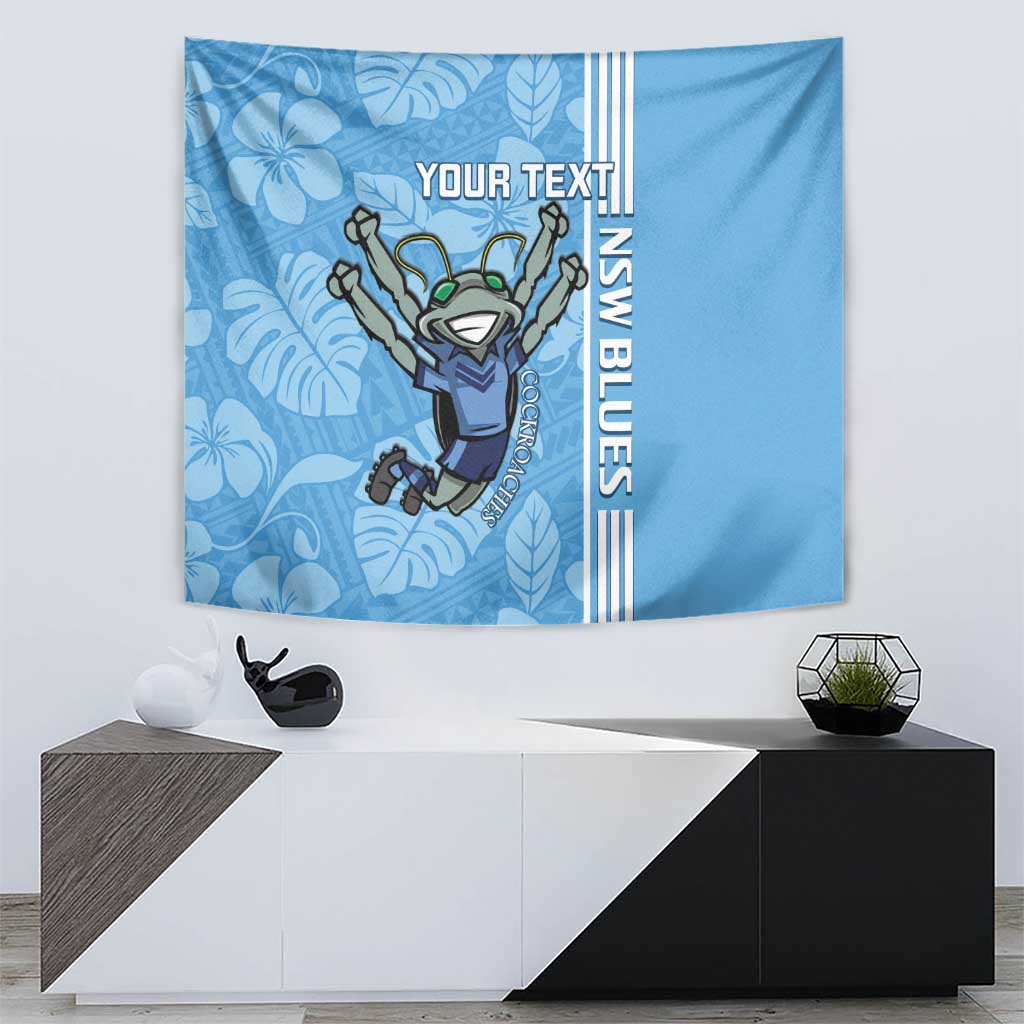 Custom NSW Blues Rugby Tapestry Cockroaches Polynesian Pattern Tropical Vibes
