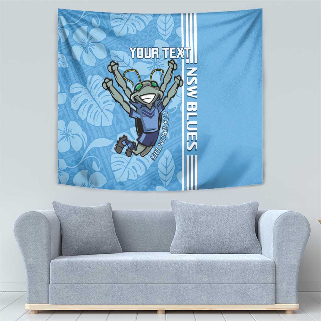 Custom NSW Blues Rugby Tapestry Cockroaches Polynesian Pattern Tropical Vibes