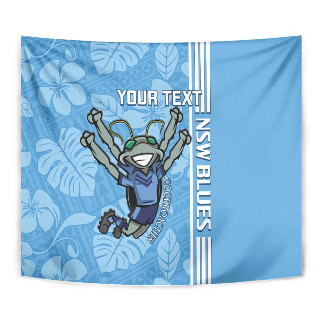 Custom NSW Blues Rugby Tapestry Cockroaches Polynesian Pattern Tropical Vibes
