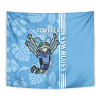 Custom NSW Blues Rugby Tapestry Cockroaches Polynesian Pattern Tropical Vibes